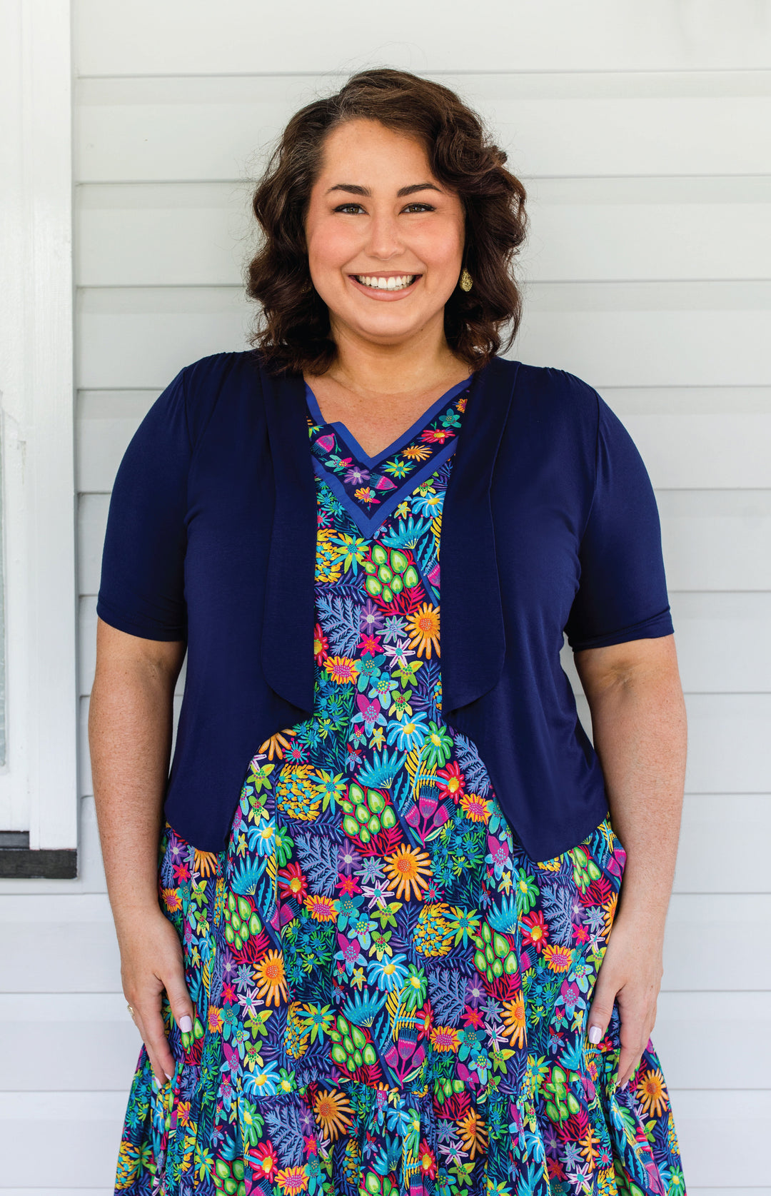 Tuxedo Cardie short sleeve in navy