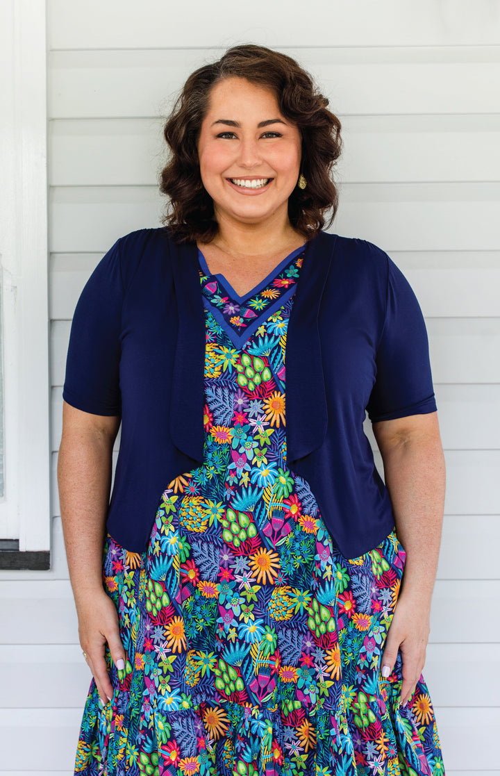 Tuxedo Cardie short sleeve in navy