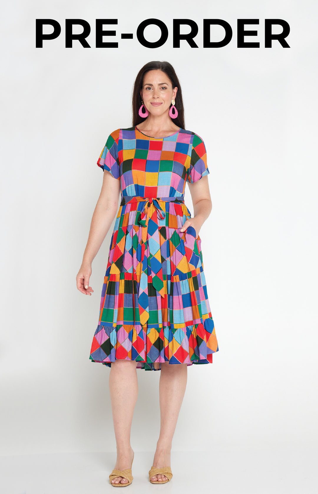 PRE-ORDER Lola Dress in name dropper gingham