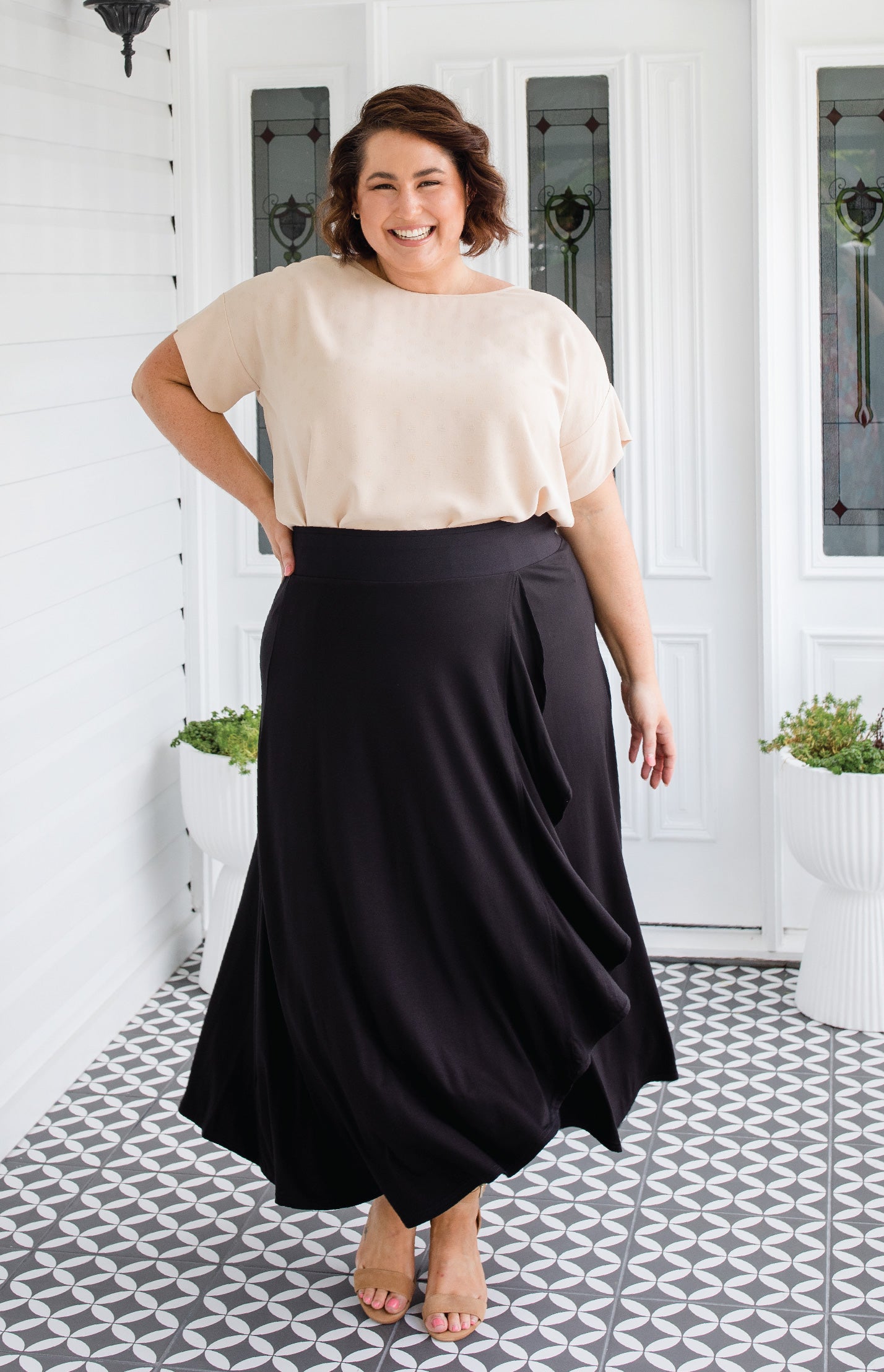 Bamboo Waterfall Skirt in black Maiocchi