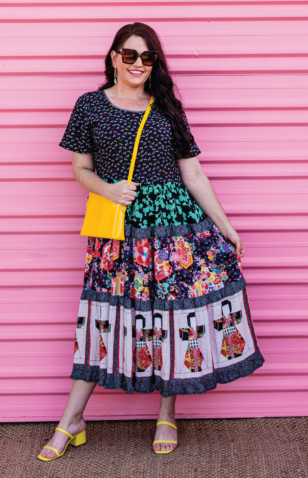 Rosie Ruffle Dress in patchwork