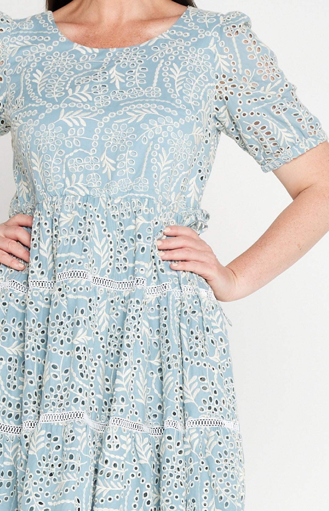 Eloise Dress in blue lace