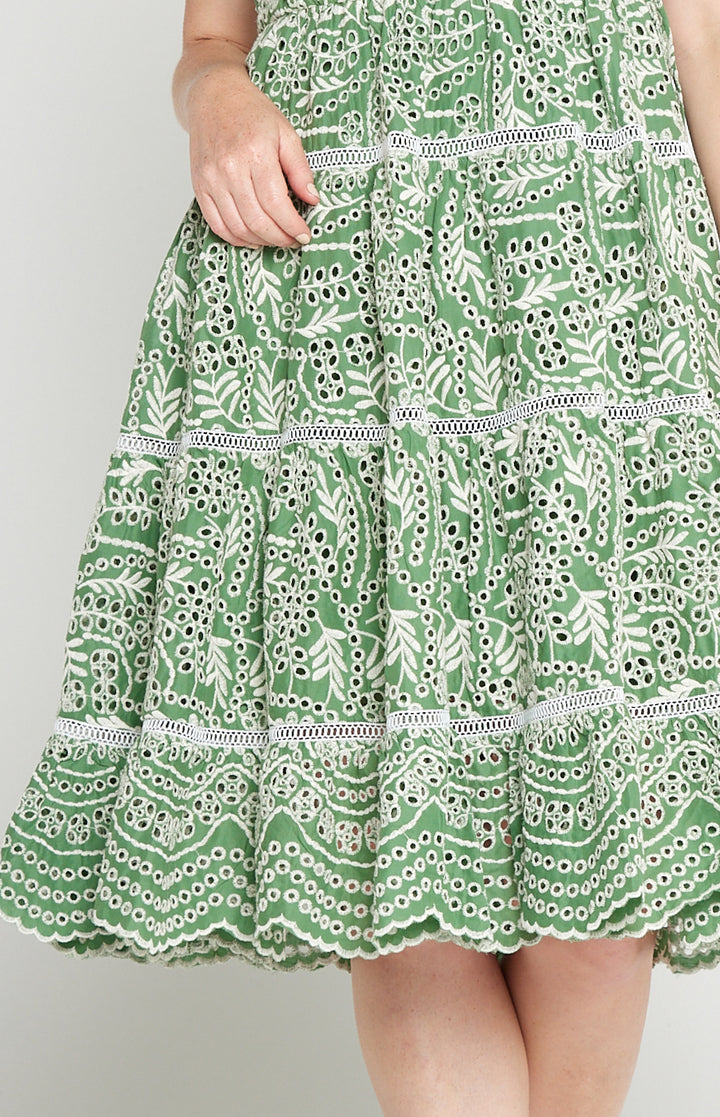 Eloise Dress in green lace