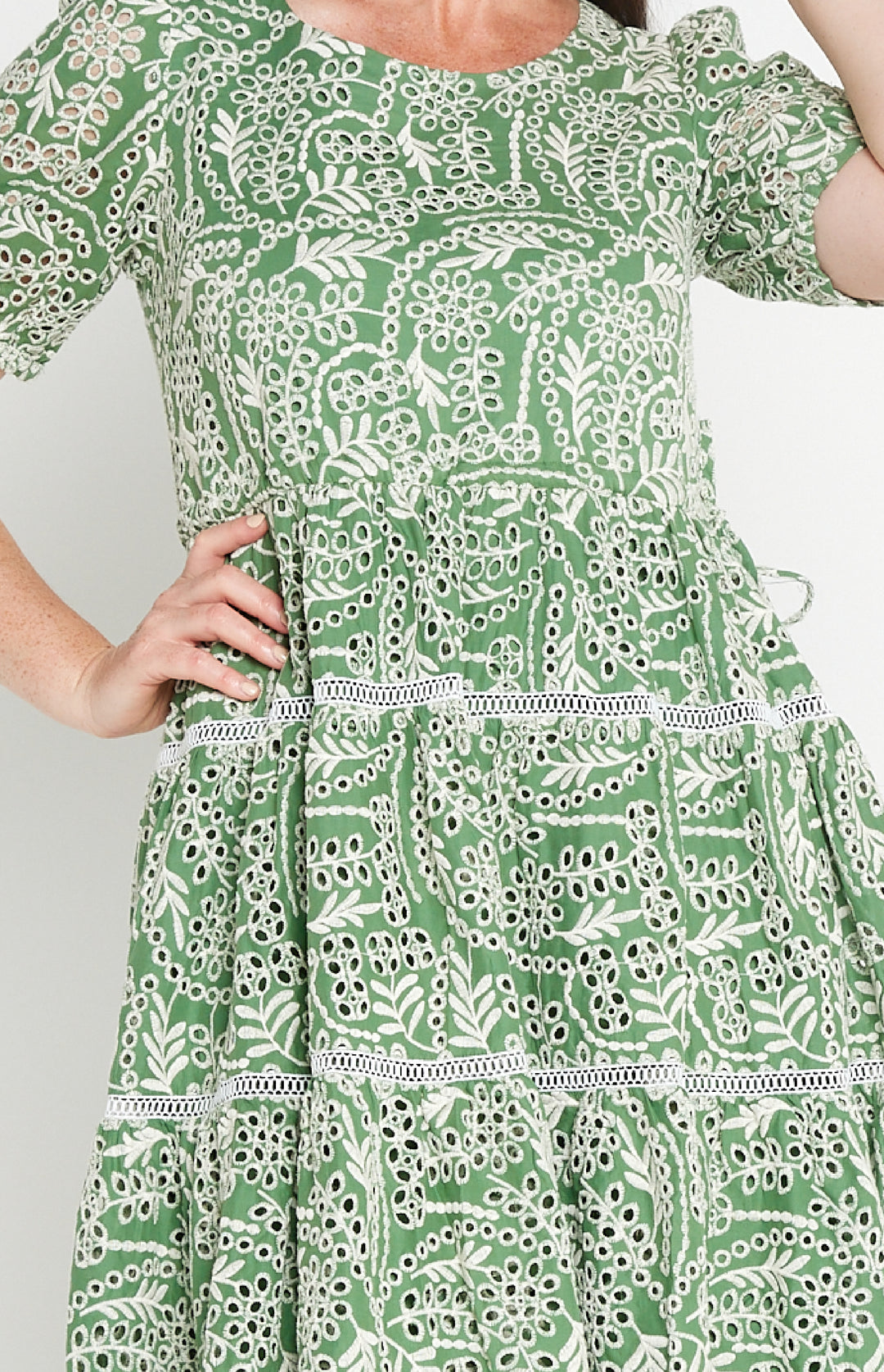 Eloise Dress in green lace