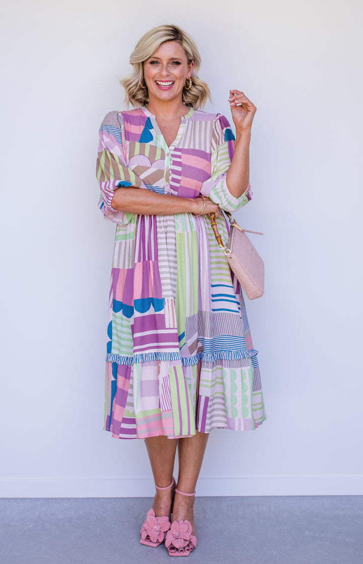 Portofino Midi Dress in seeing stripes pastel