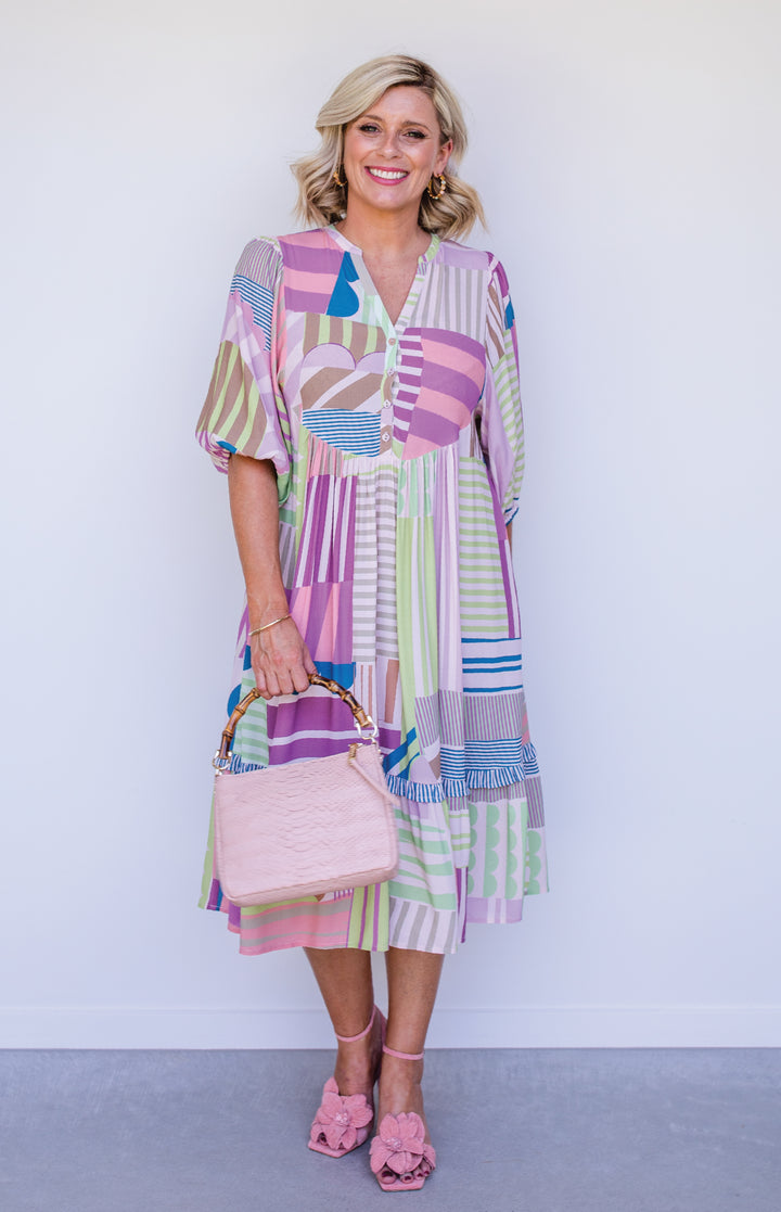 Portofino Midi Dress in seeing stripes pastel