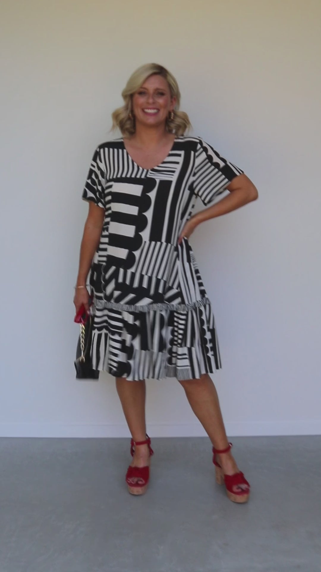 Maldives Mini Dress in seeing stripes black