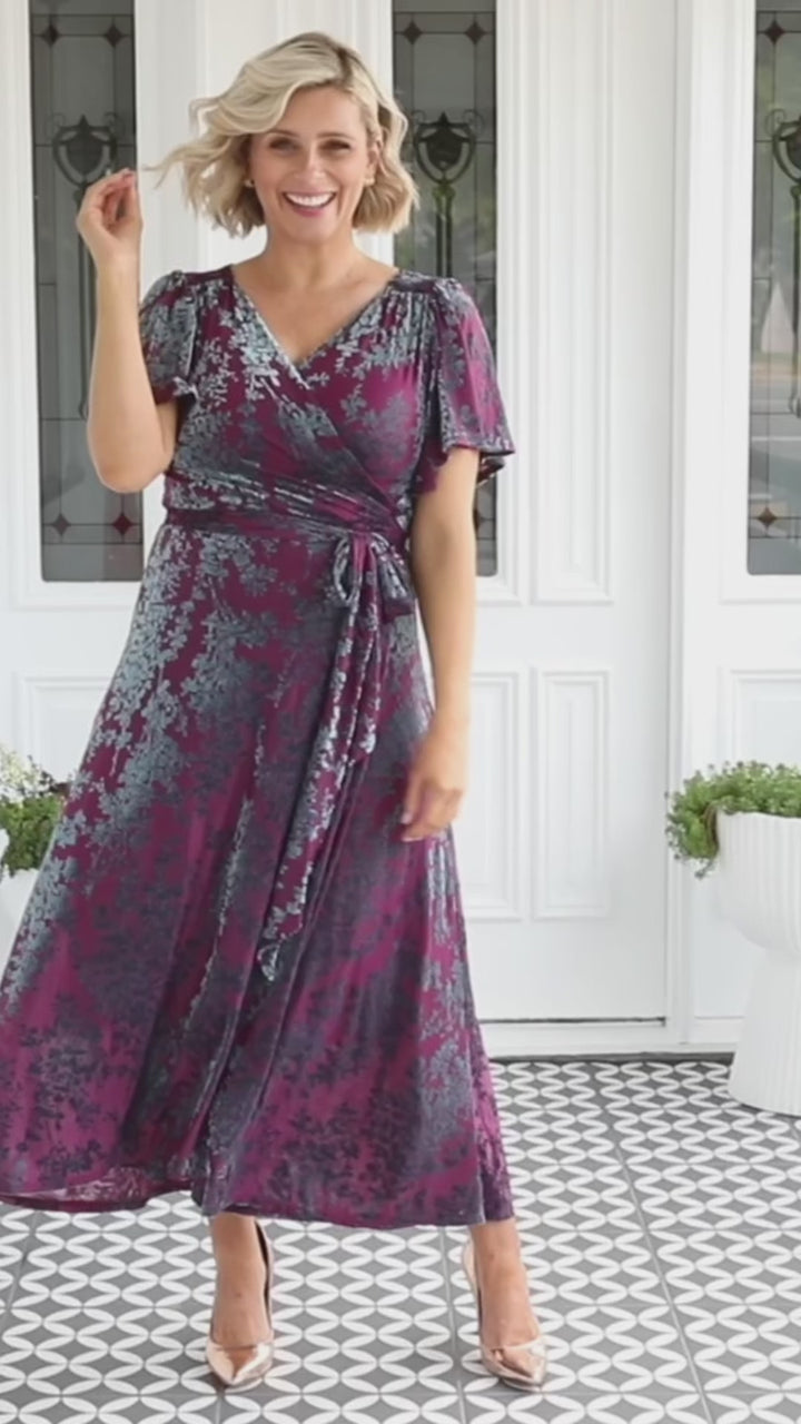 Violet Dress in plum velvet