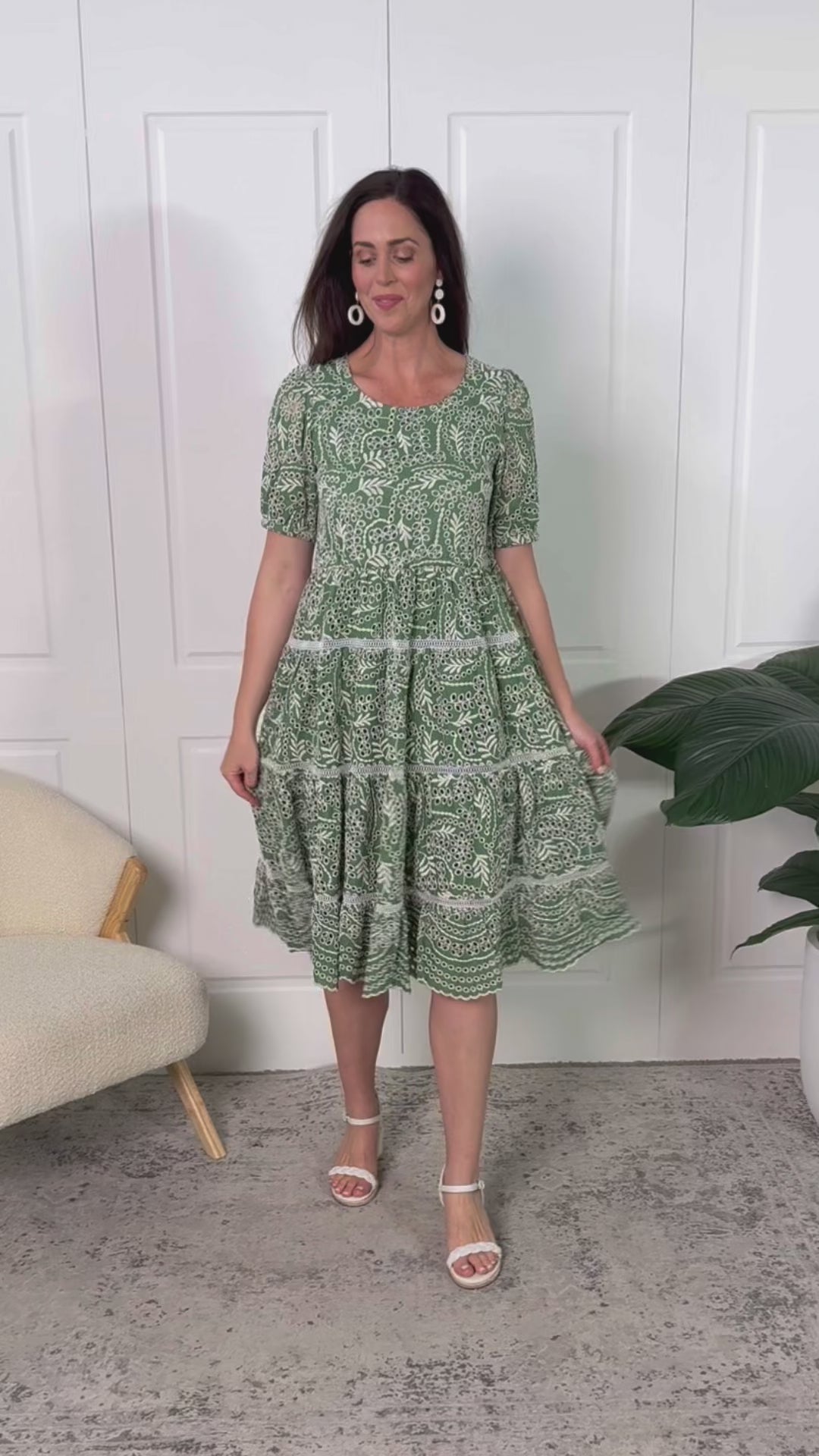 Eloise Dress in green lace