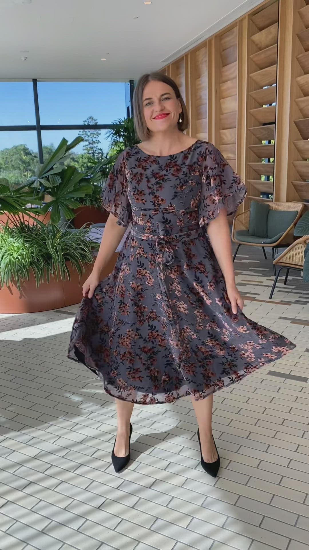 Evie Dress in blossom velvet
