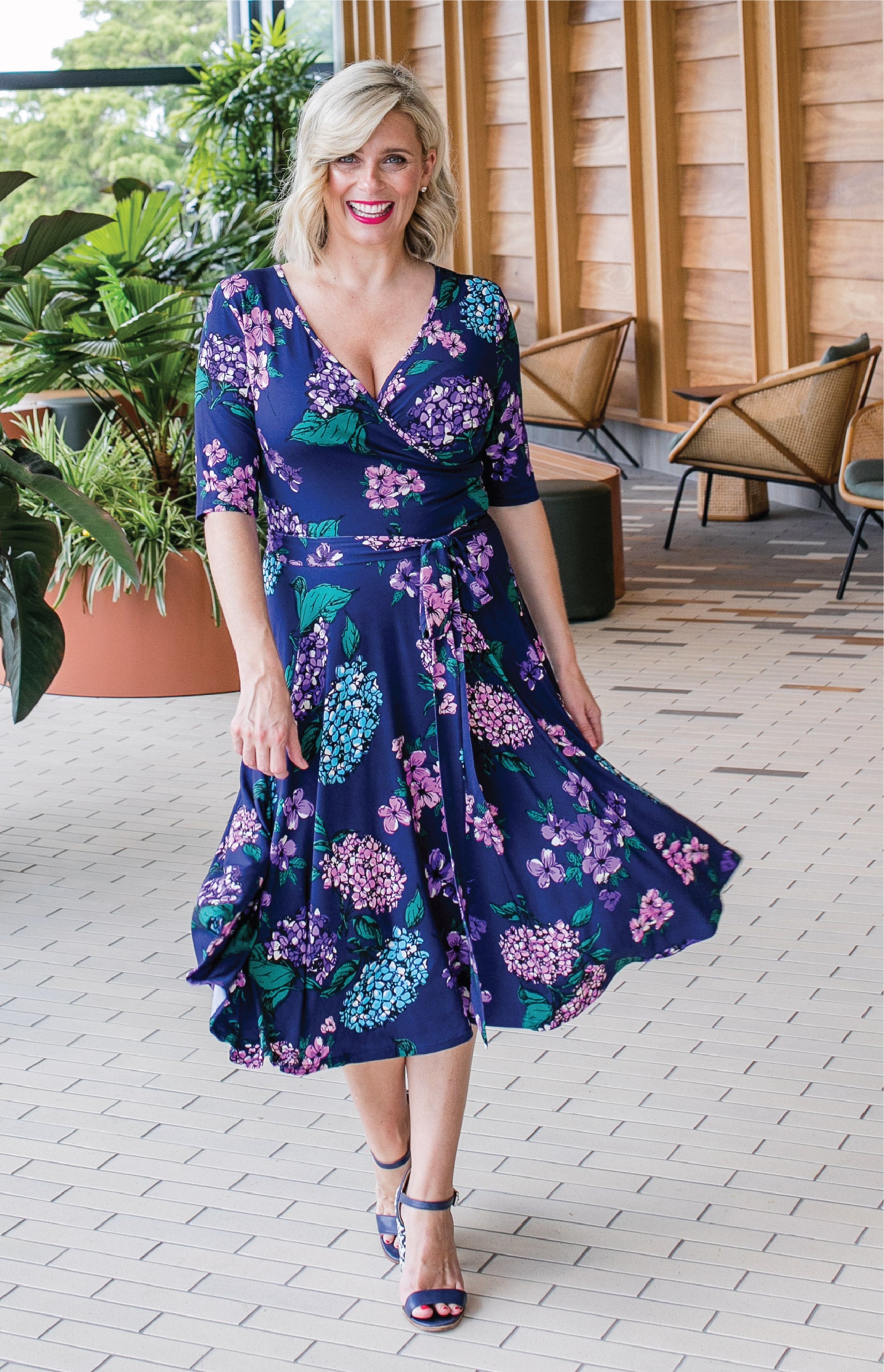 Amelia Reversible Dress in hydrangea – Maiocchi